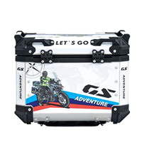 Boîte à bagages universelle pour moto 45L en acier inoxydable, style voyage mondial blanc personnalisé, fournisseur OEM en gros