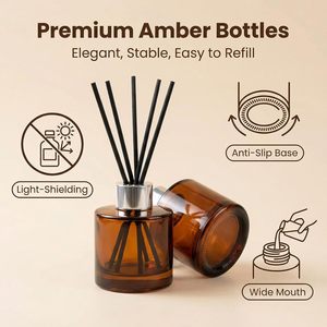Custom 50ml 100ml 150ml 200ml Amber Clear Reed Diffuser Bottle Glass Aromatherapy Reed Diffuser Bottle <b>Set</b> With Box - Product Image 3