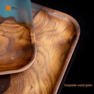 Bandeja de Servicio de Madera de Olivo Maciza con Resina Azul, Antideslizante, Cuadrada o Redonda, Personalizada para Cocina, Hogar o Restaurante, para Té, Café o Aperitivos - Product Image 4