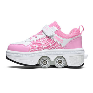 Kids Roller Shoes With Hidden Wheels Size 33 34 35 36 37 38 39 40 41 42 43 For Boys Girls Mesh Upper Rubber Sole - Product Image 5