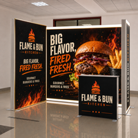 Stand publicitaire lumineux autoportant en tissu LED rétroéclairé personnalisé pour restaurants, traiteurs et événements