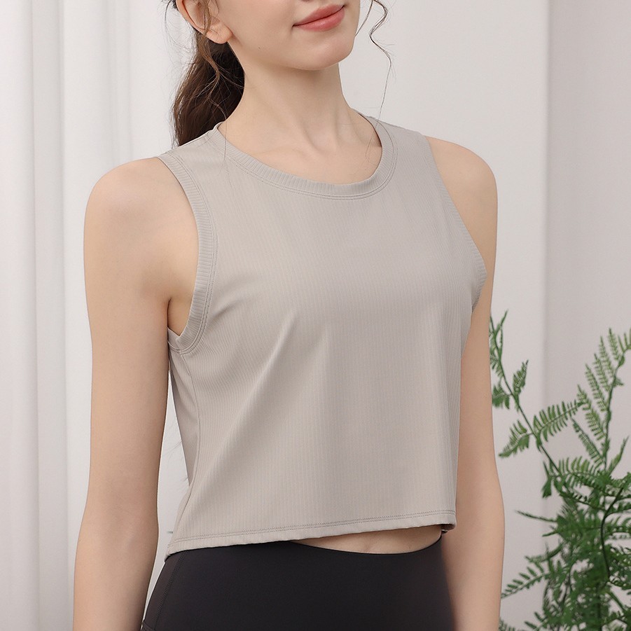 Lulu New Breathable Solid Chunky Spandex/Nylon Short Sleeve Crew Neck Loose-Fit Sports Vest Women's Fitness Yoga Pilates Top