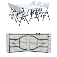 Mobilier d'extérieur HDPE à jambe en métal de haute qualité table pliante de pique-nique de banquet pliable en plastique rectangulaire de 6 pieds