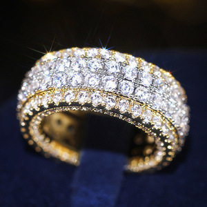 Anello scintillante bicolore per donna, elegante gioiello da dito alla moda - Product Image 2
