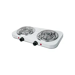 1 Unit Basic Electric Grill Pan 2 Spiral Burners White <b>Indoor</b> Application for Household Outdoor Use US Plug Type Boxed <b>BBQ</b> Grill - Product Image 1