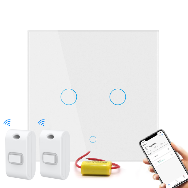 Tuya Wireless WiFi Smart Touch Wall Switch UK/EU Glass Panel Light Switch Durable with Alexa Google Home 10A RF433 Smart Life