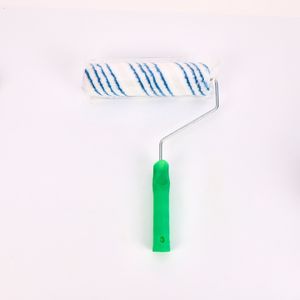Couverture en polyester de brosse de <span class=keywords><strong>rouleau</strong></span> de peinture industriel/bricolage de <span class=keywords><strong>rayure</strong></span> bleue de haute qualité avec la poignée en plastique verte pour la peinture - Product Image 6
