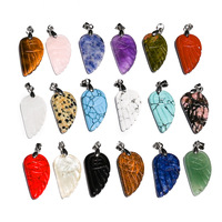 Pendentif ailes d'ange en cristal naturel, charme en quartz sculpté, bijoux de couleur mixte, ornement cadeau