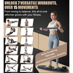 Set di Reformer per Pilates da allenamento a casa Premium con pannello per esercizi 7-in-1 con pannello per il rullo per addominali accessori per il Trainer-Pilates - Product Image 5