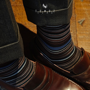 Calcetines de Vestir para Hombre de Lujo, de Algodón Egipcio/Nailon, Antibacterianos, Transpirables, con Rayas Finas y Refinadas para Trajes de Negocios - Product Image 5