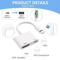 Adaptador USB C a HDTV 4K 60Hz PD 100W, Carga Rápida, Convertidor Multipuerto con Garantía de 12 Meses para iPhone 16 y MacBook Pro