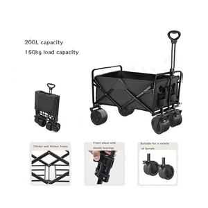 Chariot de jardin pliable double, portable, réglable, à roues épaisses, pour plage, pique-nique, camping - Product Image 4