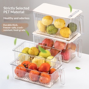 Boîte de rangement portable en <span class=keywords><strong>plastique</strong></span> de style crème, rectangulaire, <span class=keywords><strong>pour</strong></span> aliments, fruits et légumes, capacité de 3L/5L - Product Image 2
