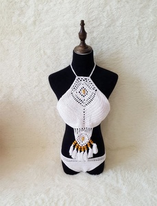 Fancywork Women Sexy Fringe Crochet Bikini Set Halter Neck costumi da bagno per donna String Bikini Set Bikini da donna Crochet - Product Image 5