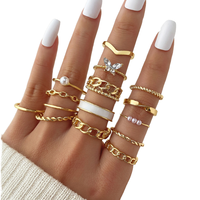 Nouvelle Collection Européenne et Américaine : Ensemble de 5 Bagues en Alliage Plaqué Or Rose avec Cœur Creux et Fleur, Ornées de Diamants, pour Femme – Idéal Cadeau