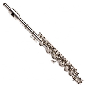 SEASOUND Flauto <span class=keywords><strong>Ottavino</strong></span> Professionale in Do Best-Seller JYPC202N con 16 Chiavi, Corpo in Cupronickel NICHELATO e Custodia in Pelle, Do Chiuso - Product Image 1