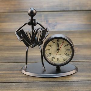Creative Metal Crafts Music Iron Man <b>Clock</b> Musical Instrument Ornaments <b>Vintage</b> Home Office Desktop Decoration - Product Image 2