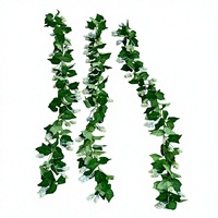 Guirlande de lierre artificiel avec des bourgeons de fleurs blanches, fausse vigne verte, feuillage suspendu pour arche de mariage, décoration murale de la maison, jardin