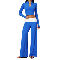 Ensemble de yoga deux pièces, pantalon bootcut taille haute color-block, sportif, décontracté, séchage rapide, infroissable
