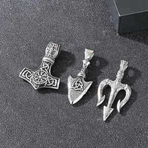 Collar con Colgante <span class=keywords><strong>de</strong></span> Cruz, Tridente, Martillo <span class=keywords><strong>de</strong></span> <span class=keywords><strong>Thor</strong></span> y <span class=keywords><strong>Ojo</strong></span> <span class=keywords><strong>de</strong></span> Horus, Estilo Vikingo Nórdico, Punk Gótico Vintage, <span class=keywords><strong>de</strong></span> Acero Inoxidable, Impermeable - Product Image 2