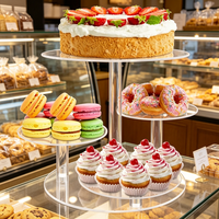 Support à gâteau rond transparent à 3 niveaux en acrylique pour la présentation de desserts lors de fêtes et dans les restaurants