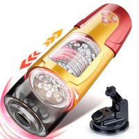 Dark Knight Realistic Pocket Pussy Männer Stroker Sex Machine Rotierender Schub Automatischer männlicher Masturbation becher mit Saug basis