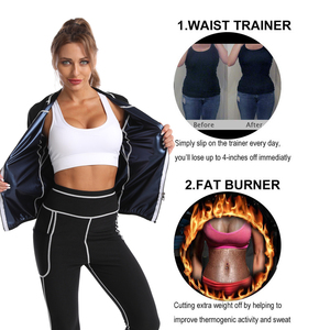 <span class=keywords><strong>Camisa</strong></span> de neopreno <span class=keywords><strong>para</strong></span> pérdida de peso <span class=keywords><strong>para</strong></span> mujer, <span class=keywords><strong>traje</strong></span> de chaqueta de Sauna, ropa de entrenamiento larga, quemador de grasa, Top y pantalones - Product Image 3