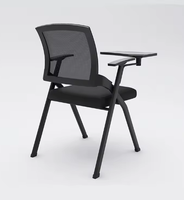 Chaise de formation avec accoudoirs pliables réglables en plastique maillé pour salle de conférence, réunion, étude, écriture, tablette
