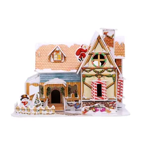 YR 41095 Fashion Nordic color Christmas House Play 3d Jigsaw Puzzles Toys creative Educational Christmas best gift for kids