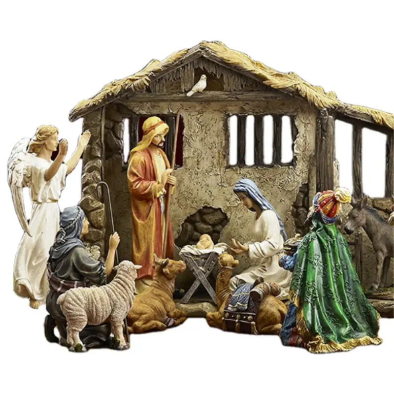 Premium Kwaliteit Heilige Familie Beeldje Religieus Ornament Hars Kerststal Sets