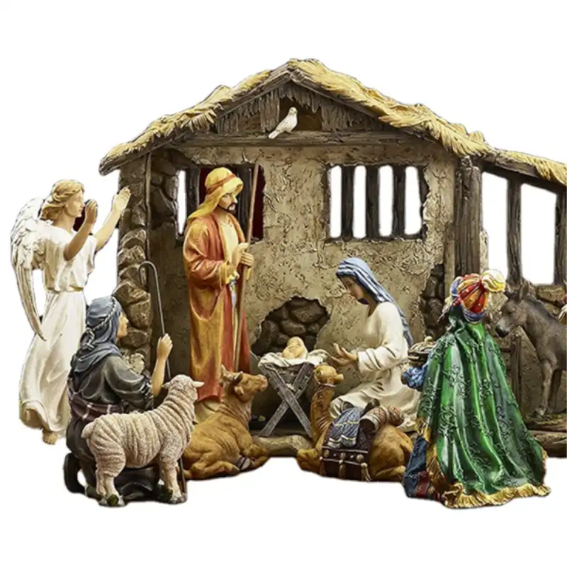 プレミアム品質の聖なる家族の置物宗教的な装飾樹脂クリスマスキリスト降誕セット