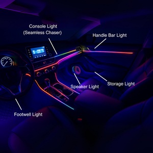 Trontech Universelles LED-Ambientelicht-Set APP-Steuerung Mehrere Farbwechsel Einfache Installation für Autoinnenbeleuchtung <span class=keywords><strong>2</strong></span> Jahre - Product Image 5
