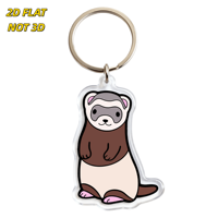 Porte-clés en acrylique ferret debout mignon, corps marron et crème avec pattes roses, breloque transparente double face, accessoire amusant pour les amoureux des animaux