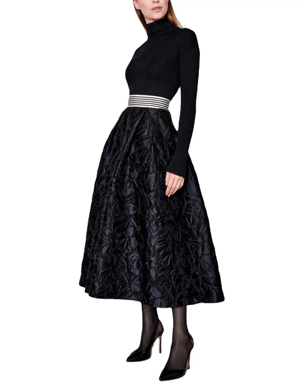 2021 Autumn/winter collection High Waisted Casual Solid Jacquard Loose Bust skirt For Women