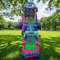 Toboggan aquatique gonflable double piste MILE Big Gaming Switch Theme en PVC avec piscine, idéal pour la location commerciale et les fêtes, capacité 500 personnes