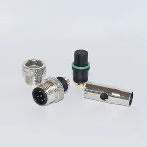 M12 S-coding Assembly Straight Connector IP67 IP68 Waterproof Metal Connector M12 Connector Type S