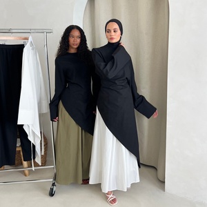 Eid musulmán mujeres 2 piezas conjunto Tops largos y falda traje Dubai Abaya Kaftan Ramadan vestido Co Ord ropa mujer Musulmane vestido - Product Image 4