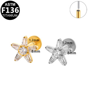 Boucles d'oreilles étoile en titane avec incrustation de cristaux pour piercing d'oreille, cadeau de bijoux - Product Image 5