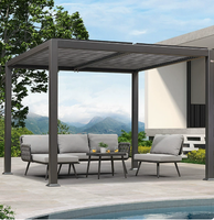 Pergola bioclimatique motorisée en aluminium, design moderne et minimaliste, structure carrée, toit à lames orientables, imperméable, pour jardin et terrasse extérieurs