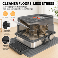 Bac à litière pour chat en acier inoxydable, extra-large, anti-odeur, facile à nettoyer, anti-éclaboussures, non-absorbant