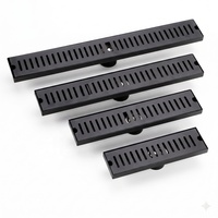 Drains de douche linéaires en acier noir mat pour salle de bain, taille personnalisable, insert pour carrelage, accessoires de salle de bain en acier inoxydable, vente en gros