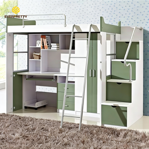 Cama Moderna Tipo Litera para Dormitorio Universitario con Escritorio, Cama Alta para Estudiantes con Escalera de Almacenamiento Lateral y Armario para Apartamentos Pequeños - Product Image 2