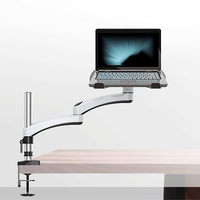 Bras de moniteur 2-en-1 Support de support pour ordinateur portable Supports de bureau réglables en hauteur pour moniteur 10 ''-27 '/ordinateur portable 11-17.3 pouces