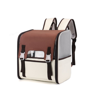<b>Pet</b> Backpack <b>Carrier</b> Oxford Material Breathable Zipper Closure Solid Color Quadratic Shape for Cats - Product Image 3
