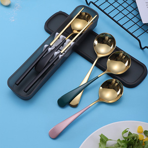 ช้อนส้อมสแตนเลส 304 2 ชิ้นชุดของขวัญอุปกรณ์เดินทางแบบพกพา - Product Image 4