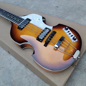 Bajo de 4 Cuerdas Sunburst de Alta Gama, Estilo Hofner, Excelente Relación Calidad-Precio, Sensación y Sonido Superiores - Product Image 1