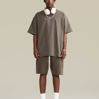 T-shirts Homme Oversize en Coton Lourd 100% de Haute Qualité, Design OEM, Épaules Tombantes, Ourlet Brut, Gris Foncé, Vierge