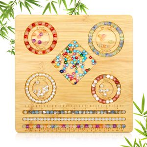 Tabla de cuentas de bambú con regla de medición para hacer pulseras, suministros de artesanía de joyería, herramienta guía de tamaño de 7 y 8 pulgadas - Product Image 1