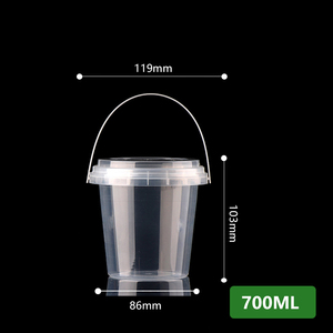 Logo kustom cetak sekali pakai 1L makanan ringan buah PP mangkuk plastik dengan pegangan dan tutup - Product Image 5