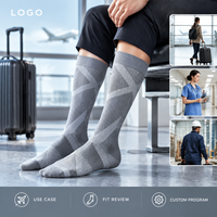 Chaussettes de compression sportives gris anthracite à compression graduée pour mollets, avec tableau de mesure, manchette plus large et bout plat